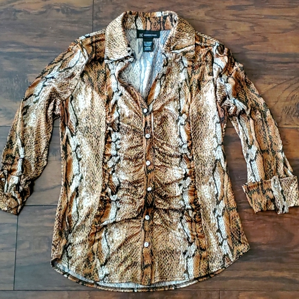 Large INC Animal Print Button-Up